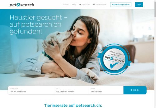 Gratis Tierinserate aus der Schweiz ▷ Petsearch.ch für Hunde, Katzen und noch viel mehr!