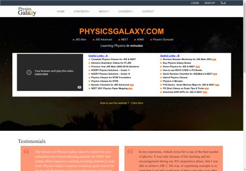 Online Physics Video Lectures, Classes and Courses - Physics Galaxy