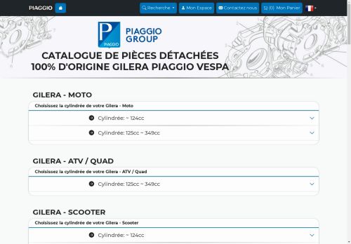 # Piaggio Vespa Gilera - Catalogue de Pièces Détachées d'Origine