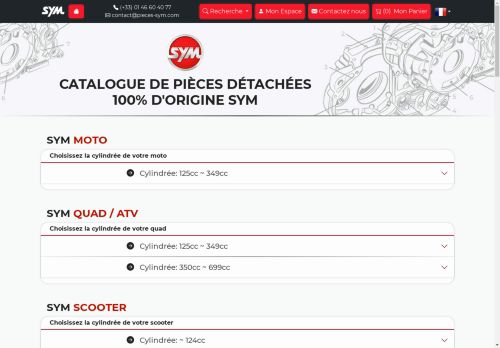 # SYM - Catalogue de Pièces Détachées d'Origine