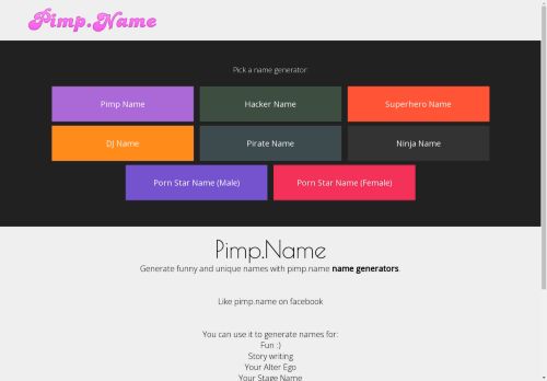 Pimp.name - Name generators