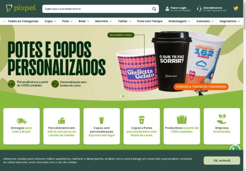 Pixpel - Embalagens sustentáveis: Copos, Potes e mais