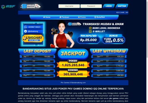 Bandarsakong Situs Judi Poker, Pkv Games, Domino QQ Online