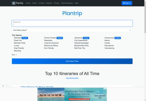 Plantrip: Trip Planner AI. Get an itinerary in seconds.