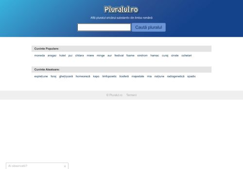 Pluralul.ro - Forma de plural corectă pentru orice cuvânt din limba română