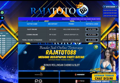 RAJATOTO88 | BANDAR TOGEL SLOT CASINO TERPERCAYA | SLOT ONLINE ANTI RUNGKAD | RTP SLOT RAJATOTO88