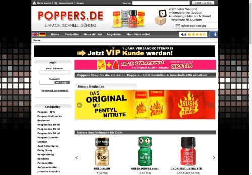 Poppers.de - Die stärksten Poppers günstig online bestellen