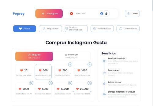 Compre gostos para Instagram - 100% Seguro e Efetivo | Poprey