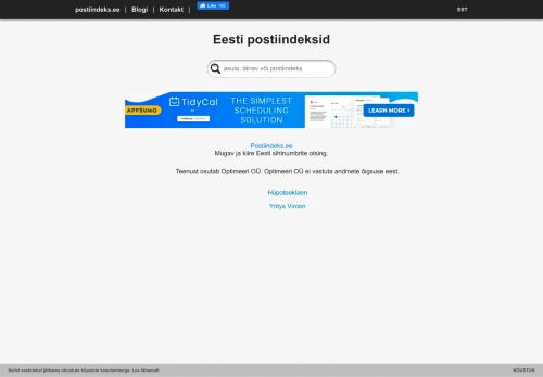 
		Eesti postiindeksid ning sihtnumbrid. Postiindeks.ee
	