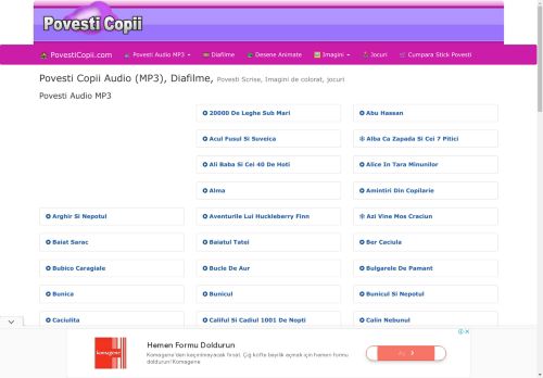 Povesti Copii Audio (MP3), Diafilme, Povesti Scrise