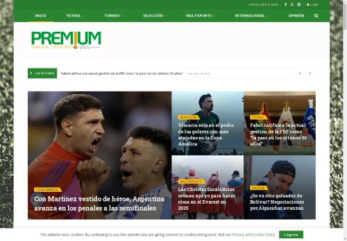 PREMIUM BOLIVIA Diario boliviano de información deportiva. La noticia de calidad. Toda la información de fútbol, la selección, los clubes. Opinión y más. Asimismo, una amplia cobertura a otras disciplinas. Pronto será el primer diario deportivo online líd