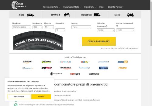 PrezzoGomme.it: Miglior Comparatore di Gomme e Pneumatici