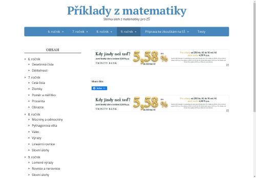 Příklady z matematiky – Sbírka úloh z matematiky pro ZŠ