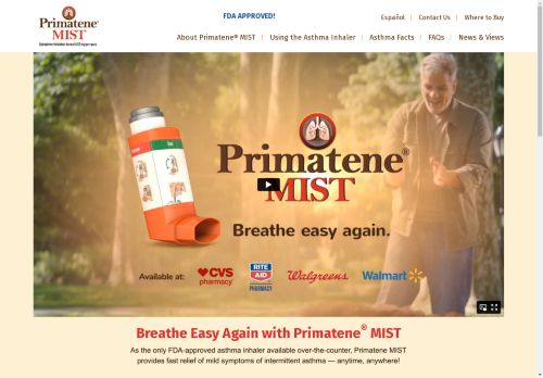 
	Over-the-Counter Asthma Medicine(or inhaler) – Primatene® MIST Asthma Relief
