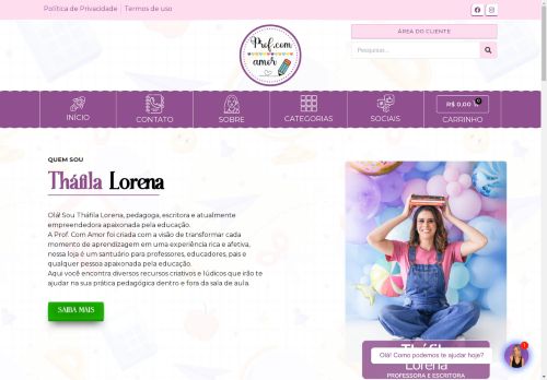 Prof com Amor – Professora e Escritora Tháfila Lorena – Explore a Prof com Amor, sua loja de atividades pedagógicas criativas! Encontre recursos didáticos inovadores para transformar o aprendizado, projetados com paixão por educadores.