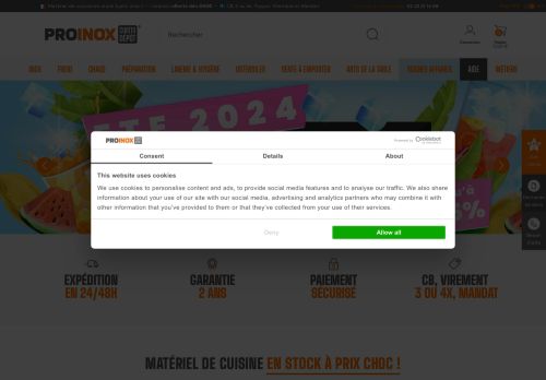 Matériel de cuisine professionnel en stock à prix choc ! ProInox Cuisto Dépôt