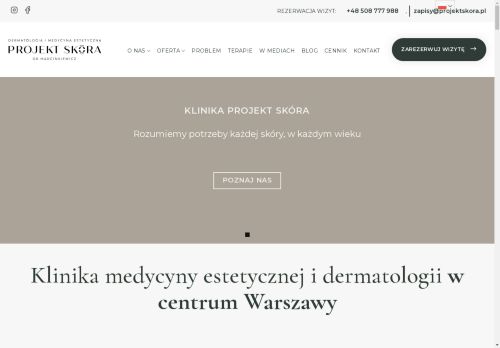 Klinika medycyny estetycznej Warszawa | Projekt Skóra