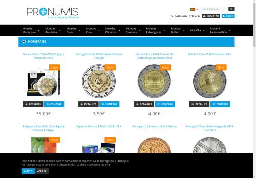 Pronumis NumismÃ¡tica - Compra e Venda de Moedas e Notas Antigas