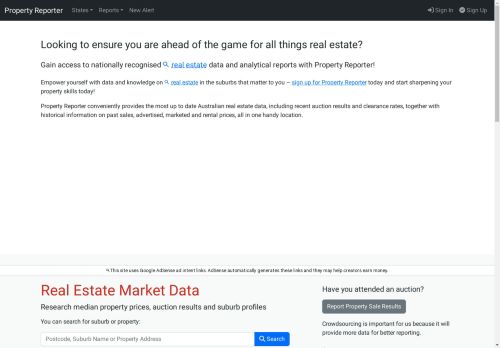 Property Reporter · Australian Real Estate Data and Analytics