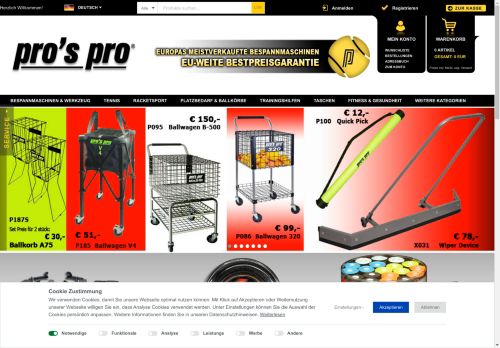 Pro's Pro Tennisversand | Tennis Shop | Tennissaiten ...