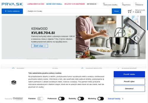 
	PRVA.sk | online eshop | výpočtová technika, audio video tv, veľké spotrebiče, dielňa a záhrada, malé spotrebiče
