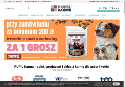 Producent karmy dla psów i kotów - sklep PUPIL Karma