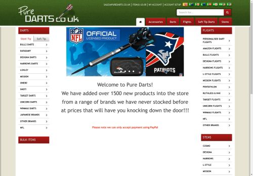 Pure Darts - Buy Darts, Dart Flights, Dart Stems and Accessories