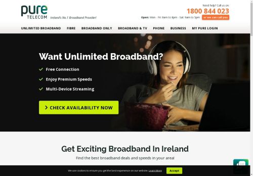 Ireland's No.1 Broadband Provider & Phone - Call Now 1800 844 023 | Pure Telecom