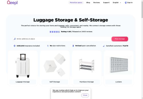 Luggage storage and self-storage near you | Qeepl