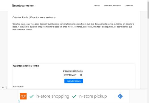 Calcular Idade | Quantos anos eu tenho » Quantosanostem
