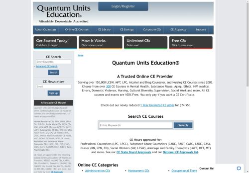 CE, CEUs for Counselors, Therapists, Social Workers and Nurses | Quantum Units Education