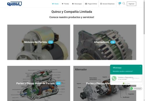 Quiroz Chile – Venta de Alternadores y Motores de Partida, Partes y Piezas.