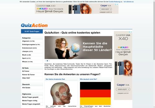 Quiz online kostenlos spielen - QuizAction