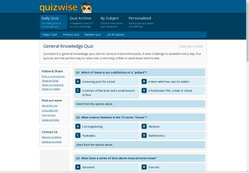 Sunday's Quiz: From The Archives Quiz