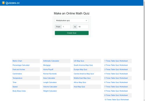 Make an Online Quiz - Quizzes, Trivia, Worksheets, and Free Games - Quizzes.cc