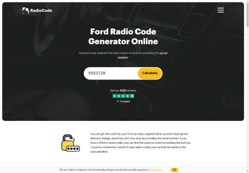 Ford Radio Code Generator · Get Your Code Now [Instant]