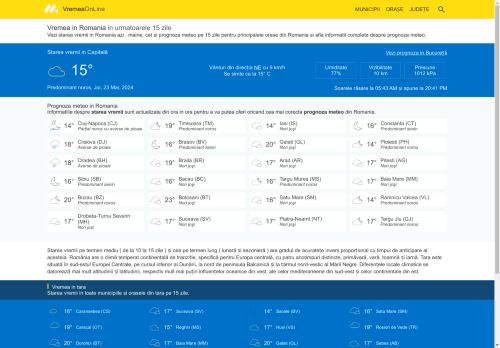 Vremea in Romania - Prognoza meteo pe 15 zile | VremeaOnLine