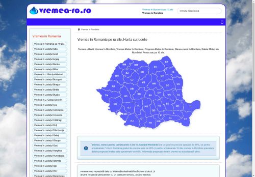 Vremea în România pentru 10 zile - Vremea în România, Starea vremii pe 3, 7, 10 zile