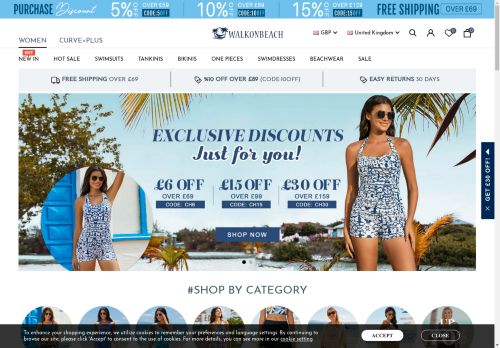 Women Swimsuits & Bikinis & Tankinis UK Sale Online | WalkOnBeach