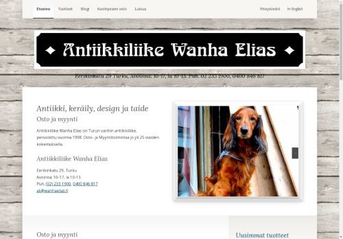 Antiikkiliike Wanha Elias | Eerikinkatu 29 Turku, Avoinna: 10-17, la 10-13.