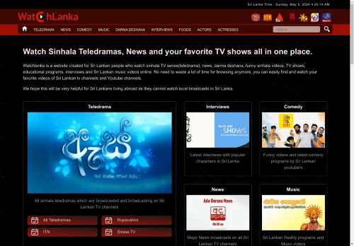 Watch Sinhala Teledramas, Sri Lanka TV programs all in one place