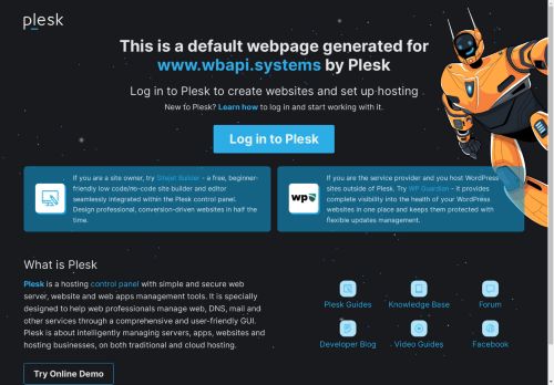 Domain Default page - WBAPI