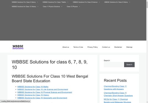 WBBSE Solutions for class 6, 7, 8, 9, 10 - WBBSE Solutions