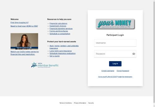 WEA Member Benefits - Participant Login