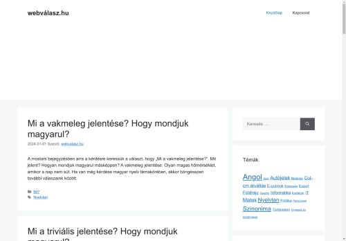 webválasz.hu - egy kérdés, egy válasz