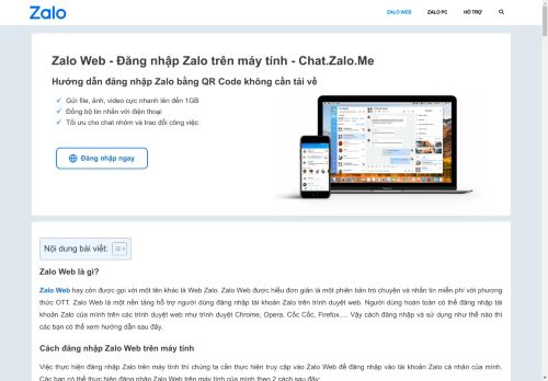 Zalo Web - ÄÄng nháº­p Zalo trÃªn mÃ¡y tÃ­nh | Chat.Zalo.Me