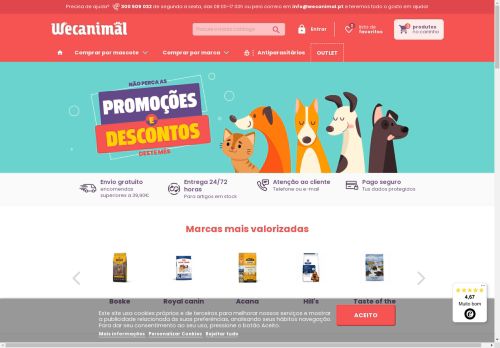 
                Loja online de raÃ§Ã£o para animais de estimaÃ§Ã£o (cÃ£es e gatos)
            