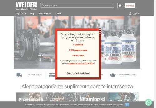 Proteine, suplimente nutritive pentru sportivi: Weider Romania