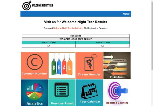 Welcome Night Teer | Welcome Teer | Welcome Night Results