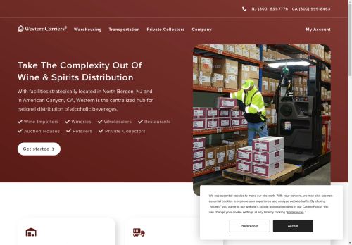 Western Carriers® wine and spirits storage transportation services